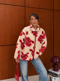 Desenli Dik Yaka Peluş Ceket / Kürk 0252 Desen-4