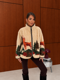 Desenli Dik Yaka Peluş Ceket Kürk 0252 Desen-6