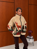 Desenli Dik Yaka Peluş Ceket Kürk 0252 Desen-6