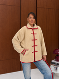 Desenli Dik Yaka Peluş Ceket / Kürk 0252 Desen-8