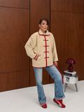 Desenli Dik Yaka Peluş Ceket / Kürk 0252 Desen-8