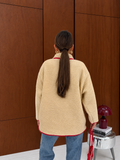 Desenli Dik Yaka Peluş Ceket / Kürk 0252 Desen-8