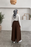 Beli Lastikli Geniş Paça Modal Etekli Pantolon 8809 - Kahverengi