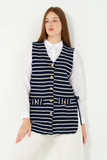 HatunAtila Çizgili Triko Yelek 7707 Lacivert