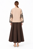 Etnik Desenli Kaşe Ceket Camel- 2913