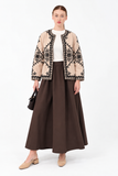 Motif Desenli Kaşe Ceket Krem- 3429