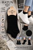 Unisex Topuk Kulakçıklı Pamuklu Sneaker Çorap Seti 4’lü Paket Siyah 16006