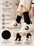 Unisex Pamuklu Esnek Ribana Uzun Tenis Çorap Seti 4’lü Ekonomik Paket Siyah 16007