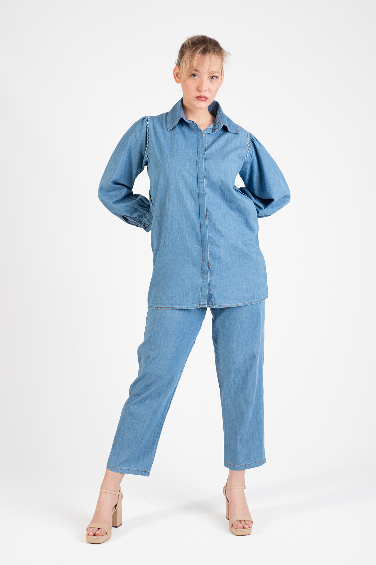 HatunAtila Stone Detailliertes Denim-Doppelset – 7793