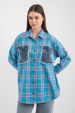 Hatun Atila Kot Cepli Ekoseli Gömlek 8598 - Mavi