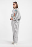 Hatun Atila Kadın Oversize El İşlemeli Etnik Taş Ve Pul Nakışlı Kimono Takım Gri - 5150