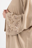 Boncuk ve Kurdele Detaylı Uzun Kimono Pantolonlu Takım 5149 - Bej