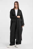 Boncuk ve Kurdele Detaylı Uzun Kimono Pantolonlu Takım 5149 - Siyah