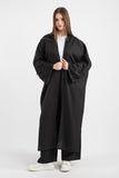 Boncuk ve Kurdele Detaylı Uzun Kimono Pantolonlu Takım 5149 - Siyah