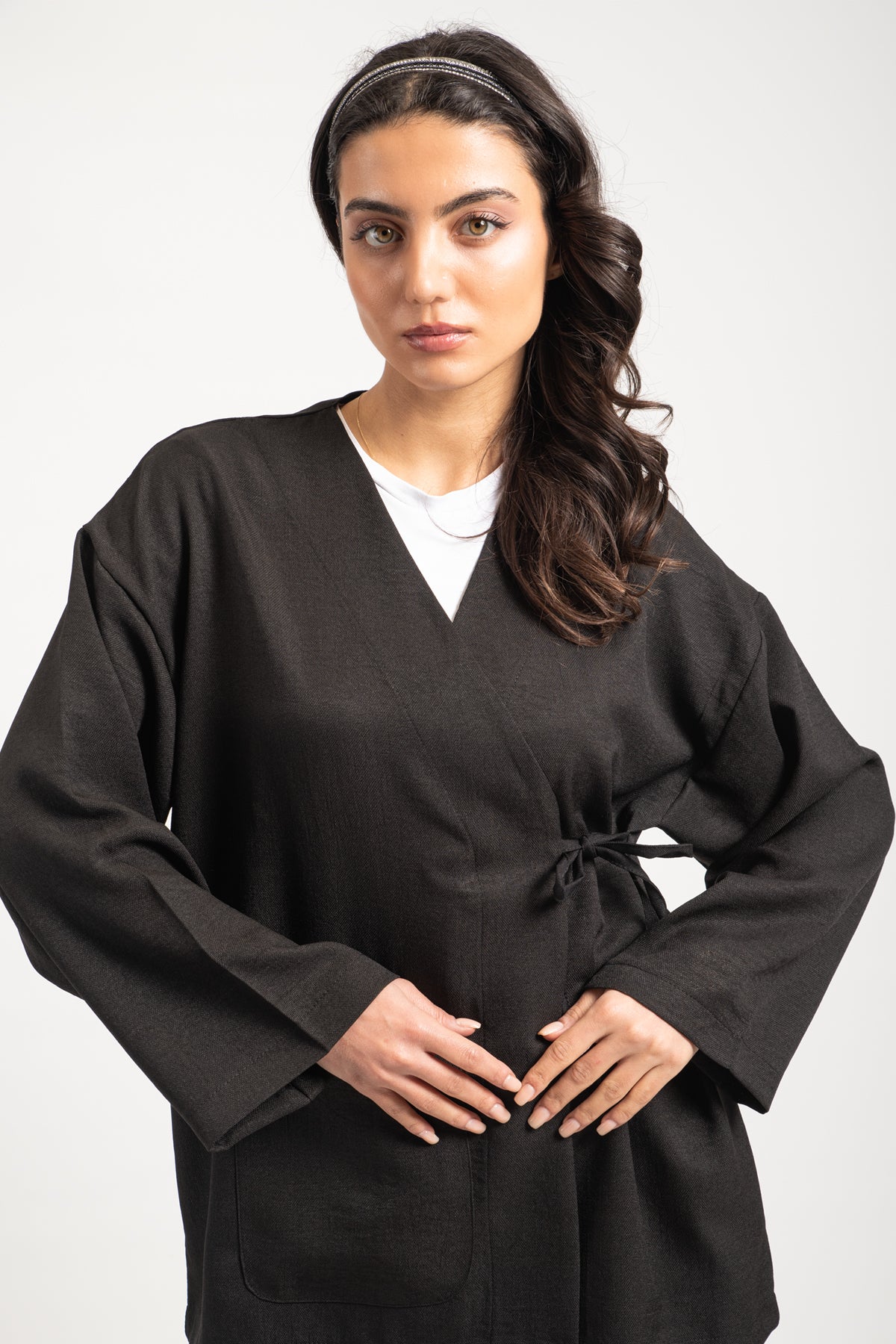 Hatun Atila Kadın Yandan Bağlamalı Cep Detaylı İkili Takım Siyah 8746