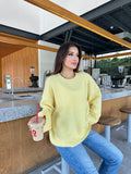 Oversize Salaş Yumuşak Dokulu Şardonlu Triko Kazak 2623 - Sarı