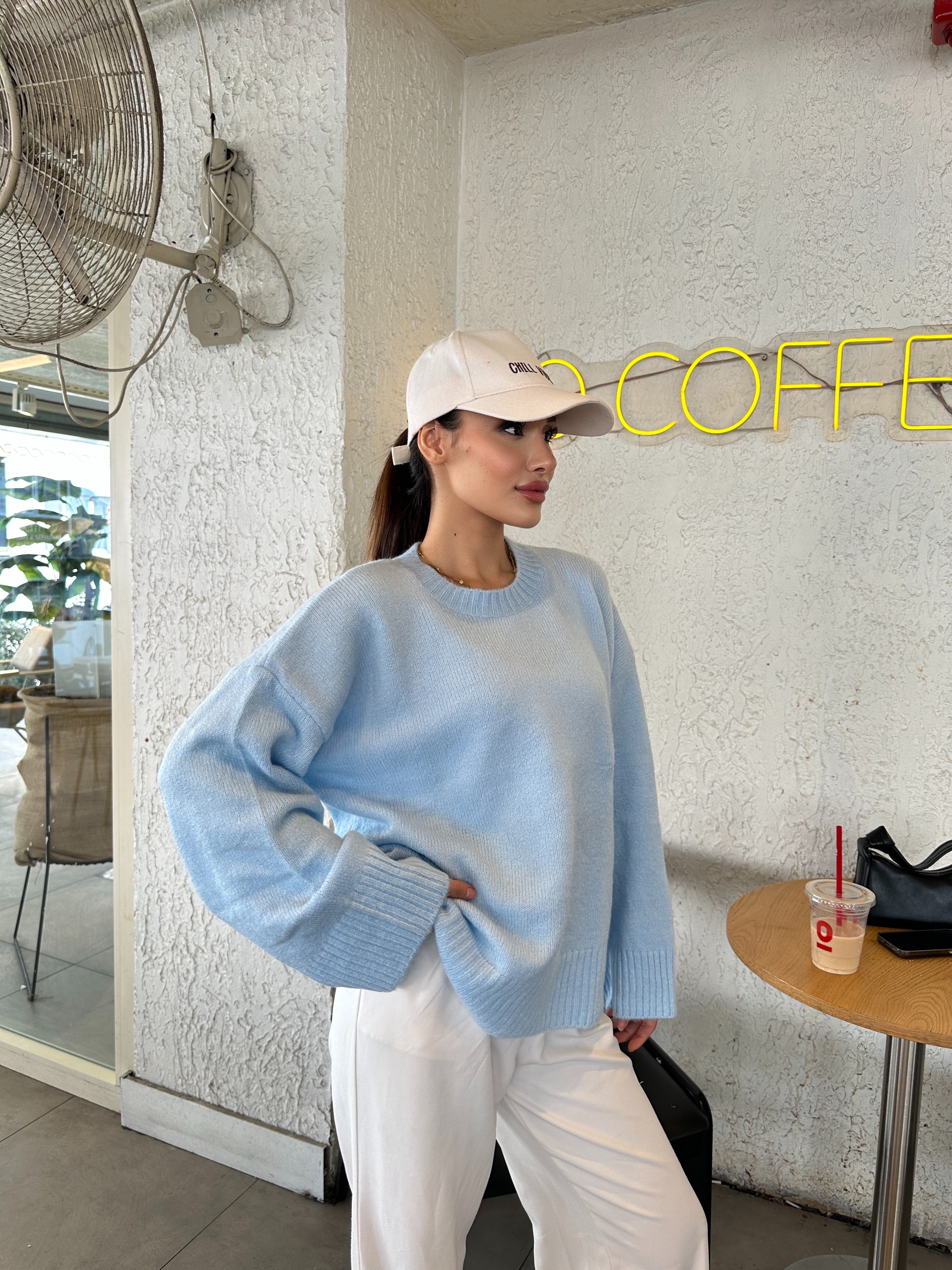 Oversize Salaş Yumuşak Dokulu Şardonlu Triko Kazak 2623 - Mavi