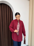 Yaka Aksesuarlı ve Fular Detaylı Dokulu Gömlek 9003 - Bordo