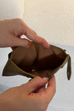 %100 Hakiki Deri Çıtçıtlı Çoklu Kart Bölmeli Kağıt Para Bölmeli Erkek / Kadın Cüzdan Kartlık Bordo Haki