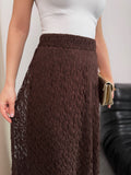 Kahverengi Beli Lastikli A Kesim Ajurlu Astarlı Kloş Dantel Etek 5279