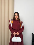 Oversize Gömlekli Geniş Paça Pantolonlu Rahat Kesim Basic Modal Kumaş İkili Takım 8974 - Bordo
