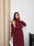 Oversize Gömlekli Geniş Paça Pantolonlu Rahat Kesim Basic Modal Kumaş İkili Takım 8974 - Bordo