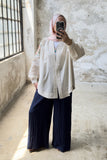 Çiçek Nakış Detaylı Oversize Keten Kimono 8823 - Bej