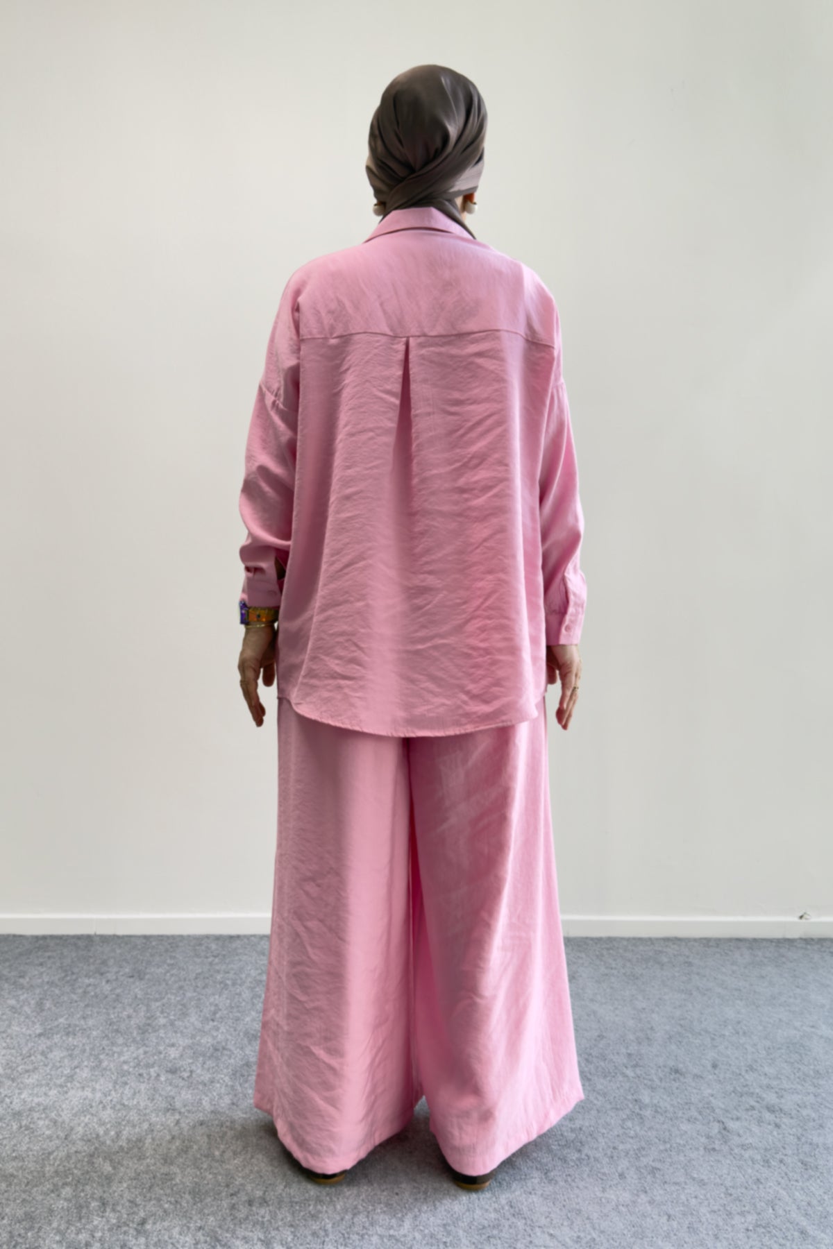 Hatun Atila Modal Kumaş Gömlekli İkili Takım 5203 - Pembe