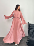 Overlok Detaylı Bluzlu ve Etekli İkili Takım 8045 - Pembe