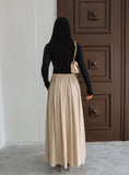Hatun Atila Modal Kumaş Beli Lastikli Cepli Etek 8821 Bej