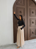 Hatun Atila Modal Kumaş Beli Lastikli Cepli Etek 8821 Bej