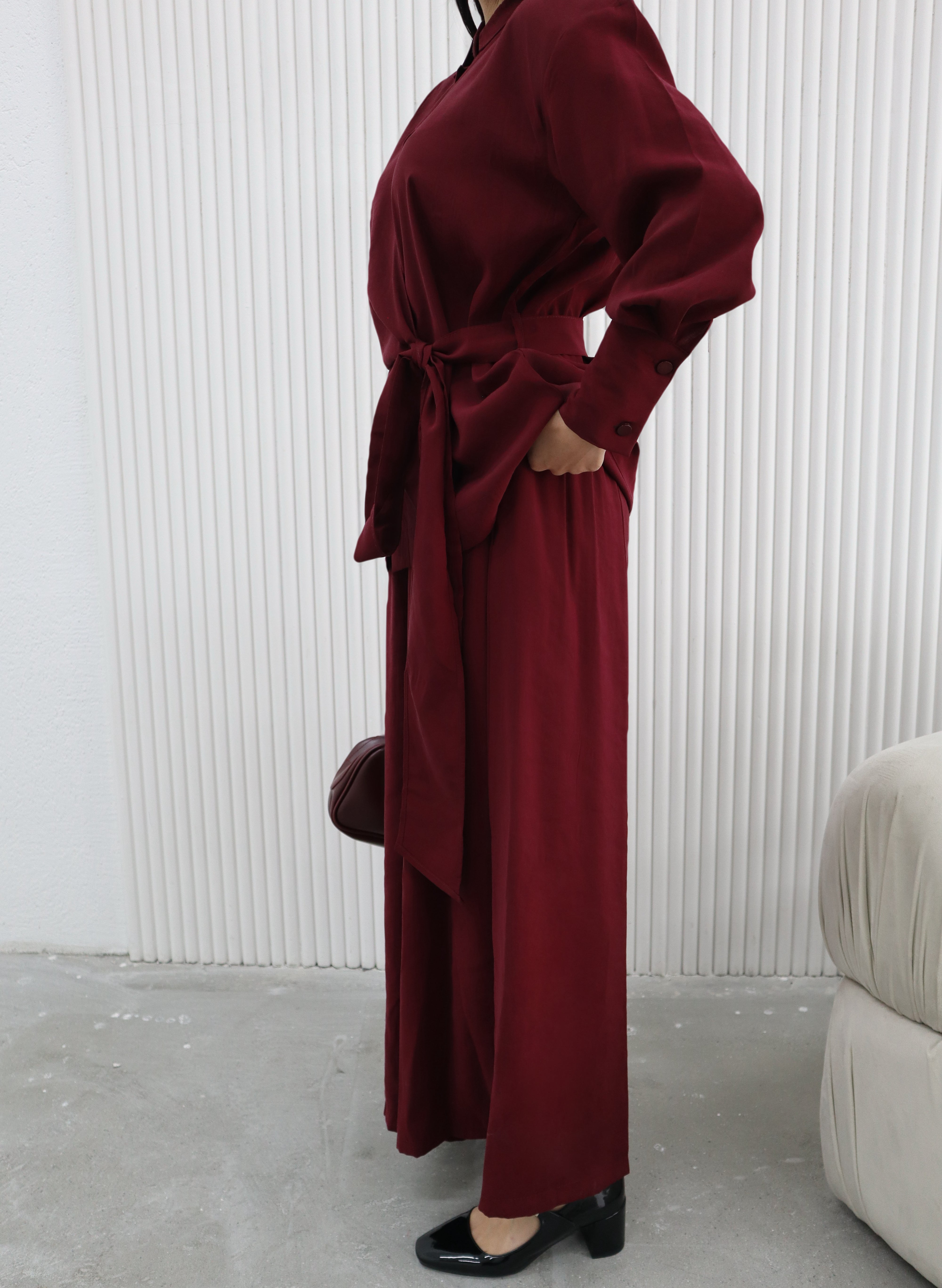 Hatun Atila Yazlık Etek Pantolonlo İkili Takım 2510 Bordo