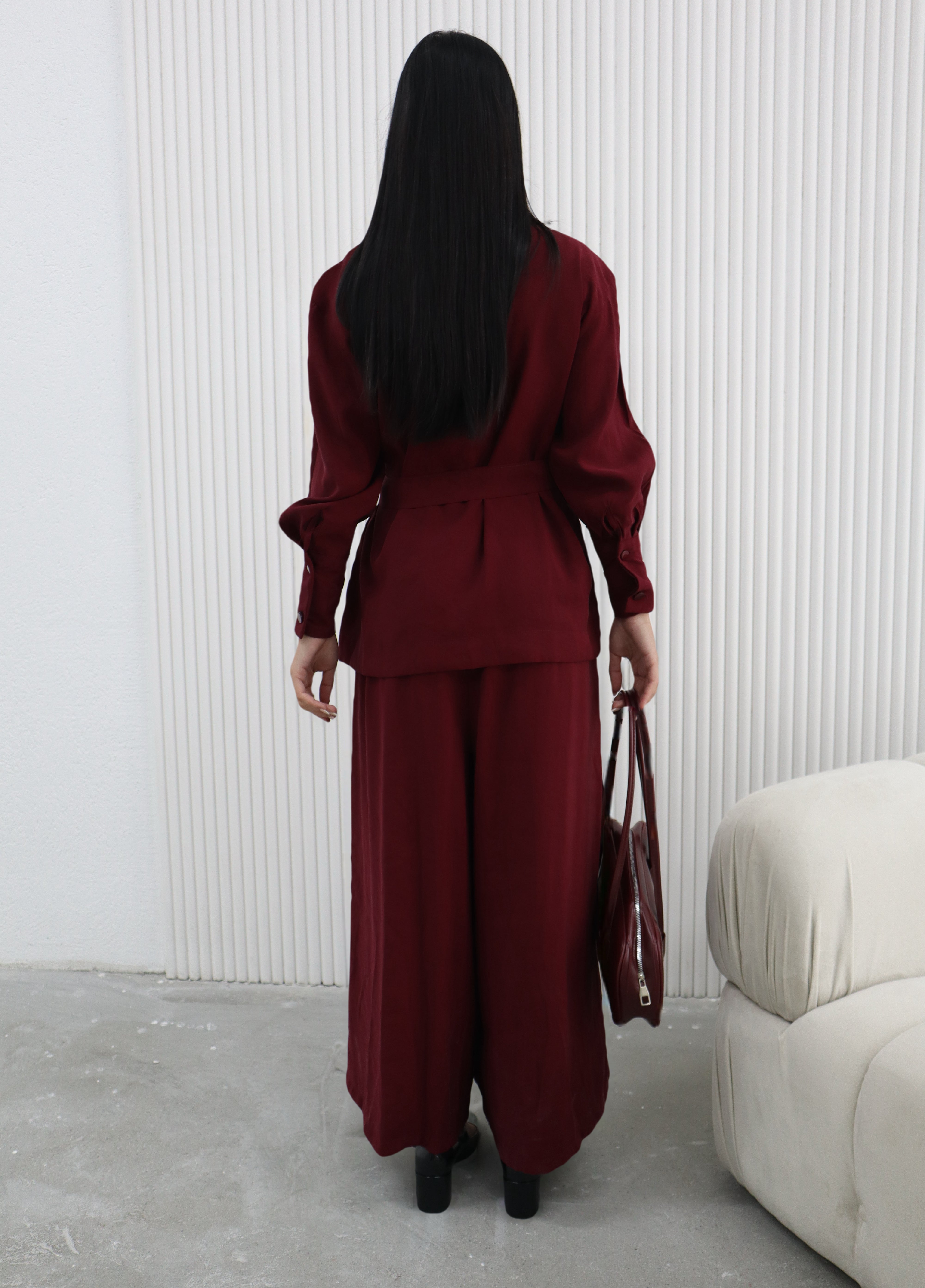 Hatun Atila Yazlık Etek Pantolonlo İkili Takım 2510 Bordo