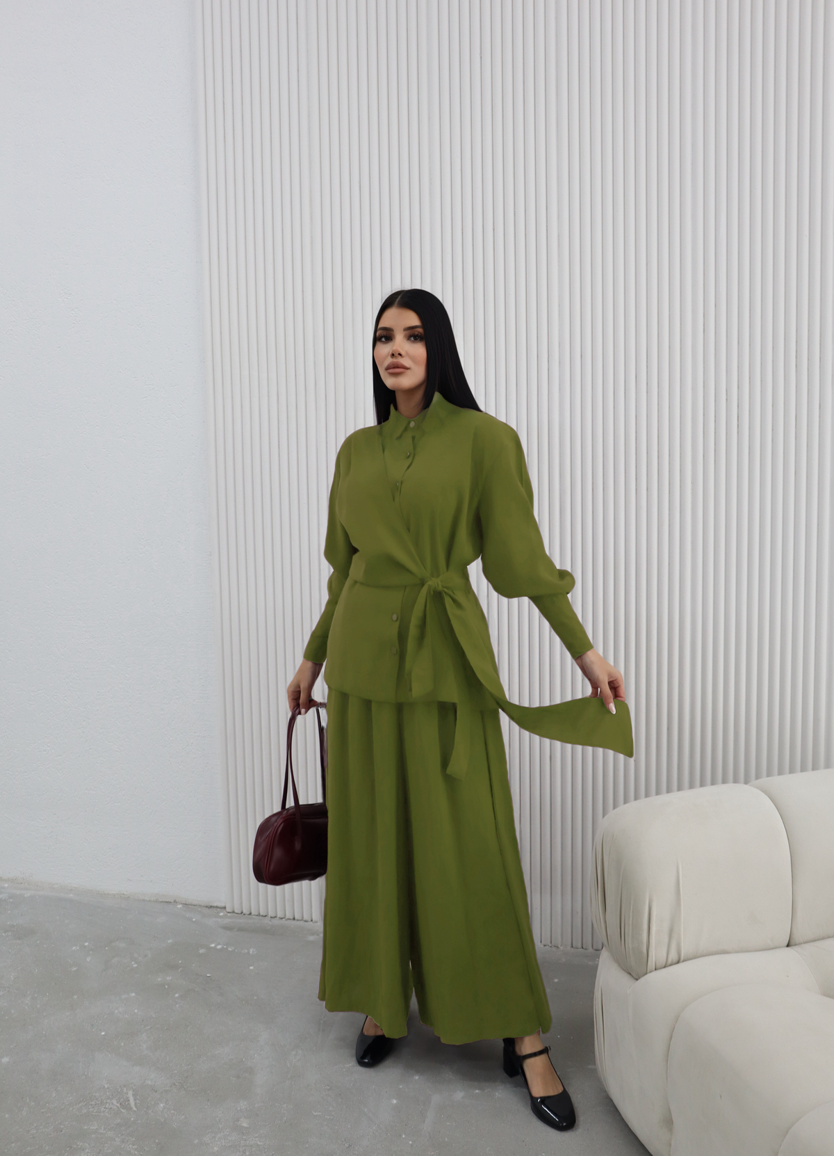 Hatun Atila Yazlık Etek Pantolonlo İkili Takım 2510 Yeşil