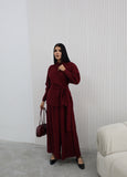 Hatun Atila Yazlık Etek Pantolonlo İkili Takım 2510 Bordo