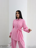 Hatun Atila Yazlık Pantolonlu İkili Takım 8810 Pembe