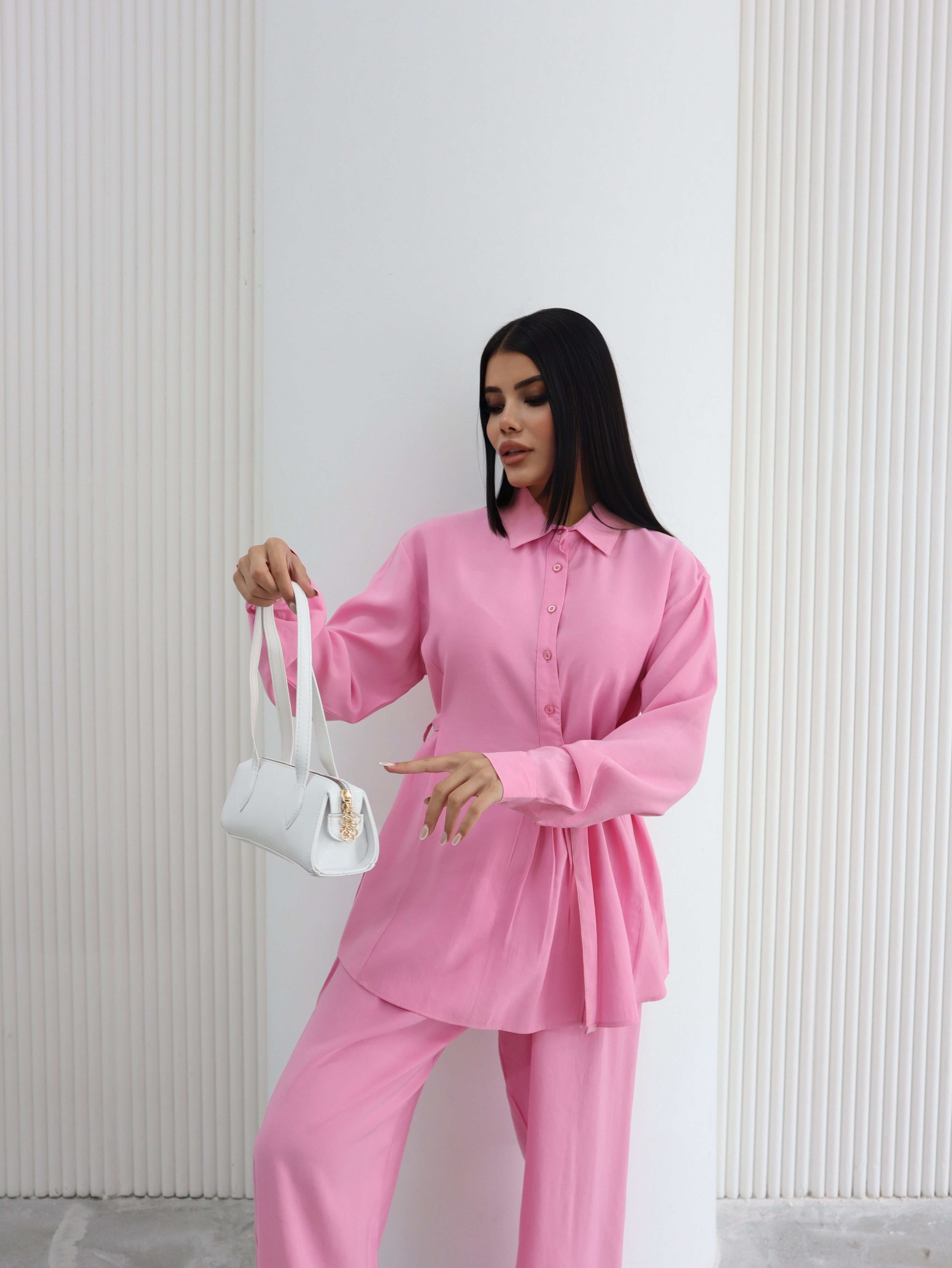 Hatun Atila Yazlık Pantolonlu İkili Takım 8810 Pembe