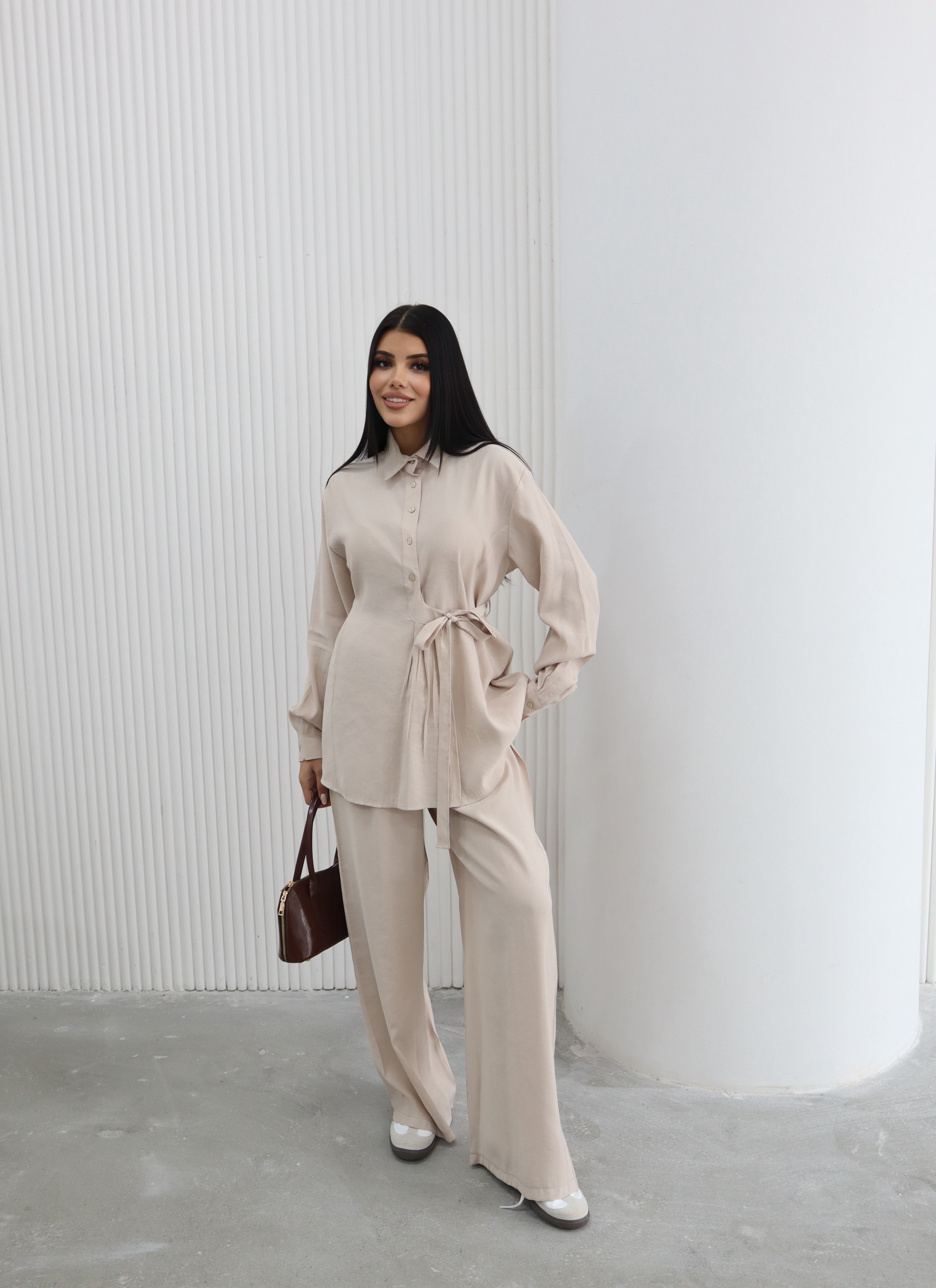 Hatun Atila Yazlık Pantolonlu İkili Takım 8810 Bej