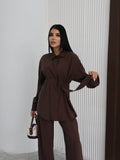 Hatun Atila Yazlık İkili Takım 8815 Kahverengi