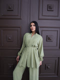 Hatun Atila Modal Kumaş Yazlık İkili Takım 8011 Yağ Yeşili