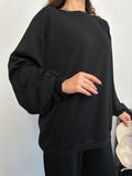 Geniş Kesim Yan Yırtmaçlı Sweatshirt ve Bol Paça Pantolonlu Oysho Takım 3003 - Siyah