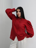 Hatun Atila Balon Kollu Gömlek 8008 Bordo