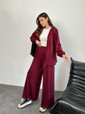 Fermuarlı Kapüşonlu Sweatshirt ve Bol Paça Pantolonlu Oysho Takım 3001 - Bordo