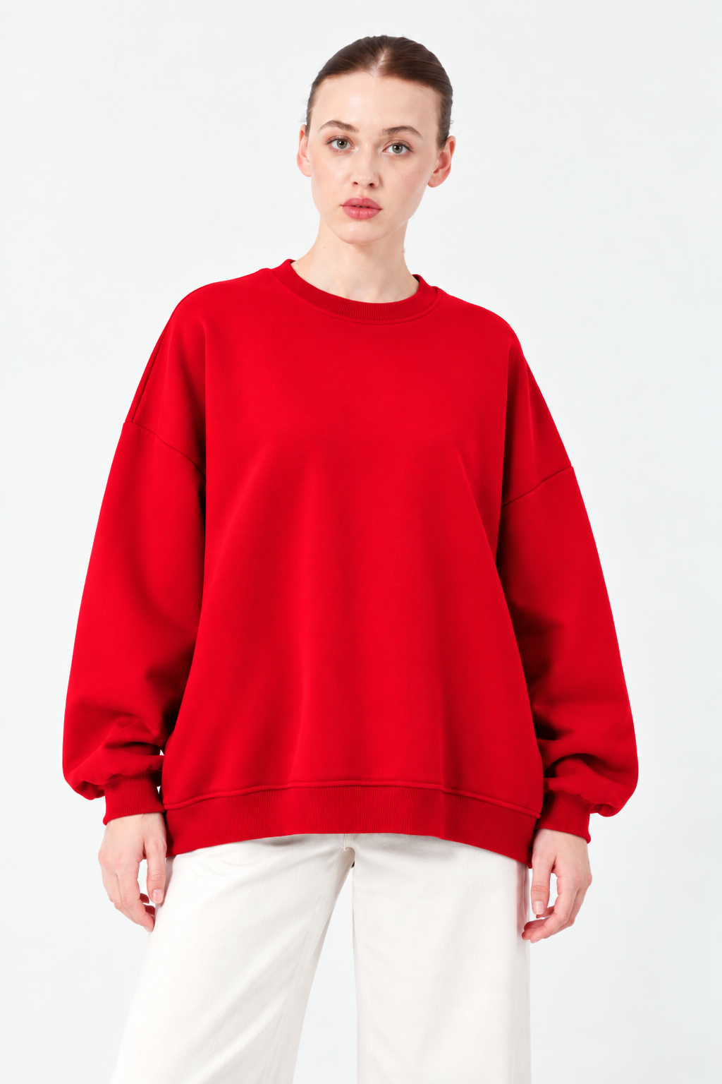 Şardonlu Üç İplik Sweatshirt Kırmızı  -27762