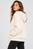 Kadın Fermuarlı Kapüşonlu Cepli Oversize Sweatshirt Hırka 27701 - Ekru