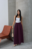 Hatun Atila Filamlı Keten Etekli Pantolon 8826 Mürdüm