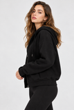 Kadın Fermuarlı Kapüşonlu Cepli Oversize Sweatshirt Hırka 27701 - Siyah