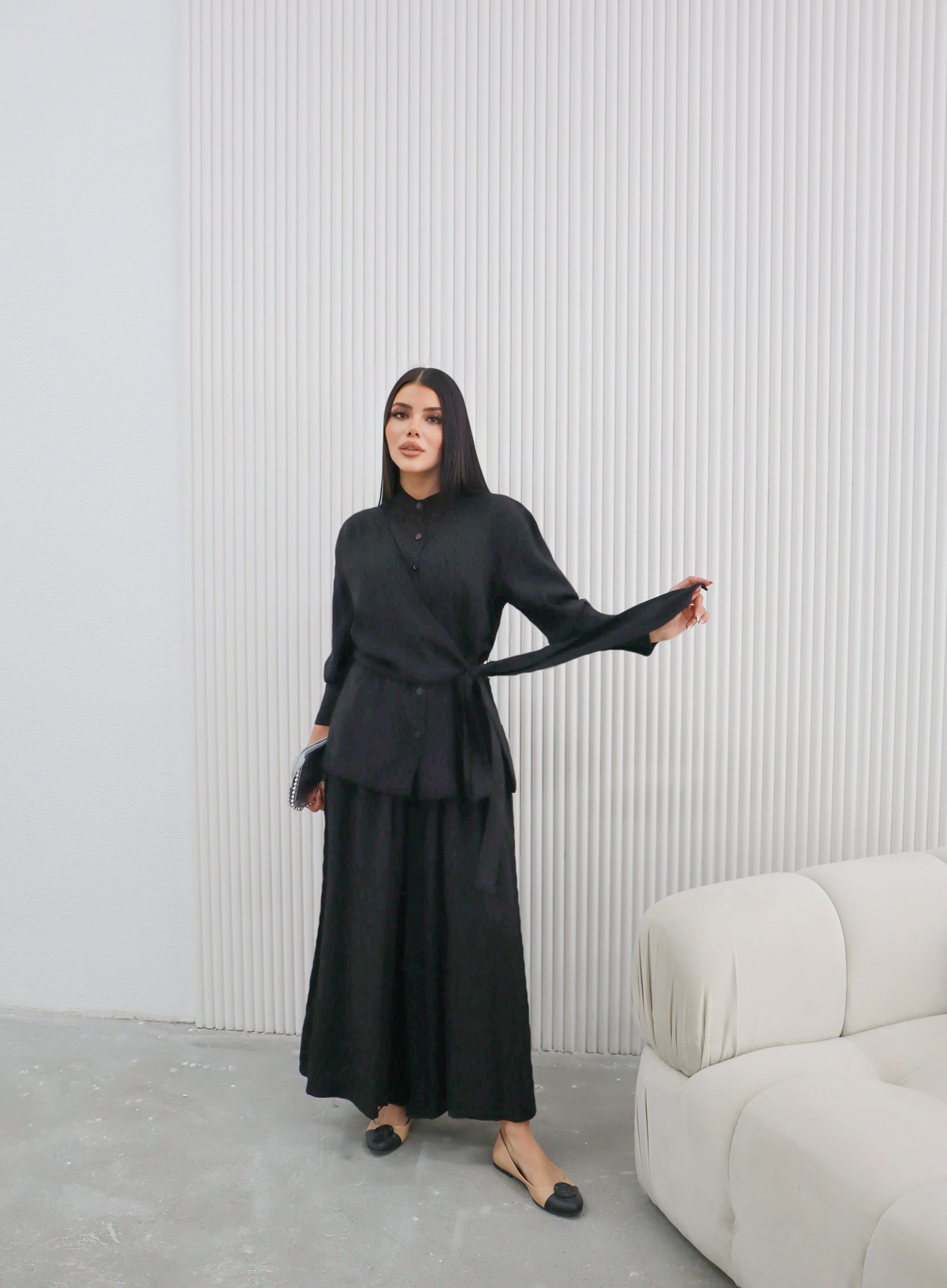 Hatun Atila Yazlık Etek Pantolonlu İkili Takım 2510 Siyah