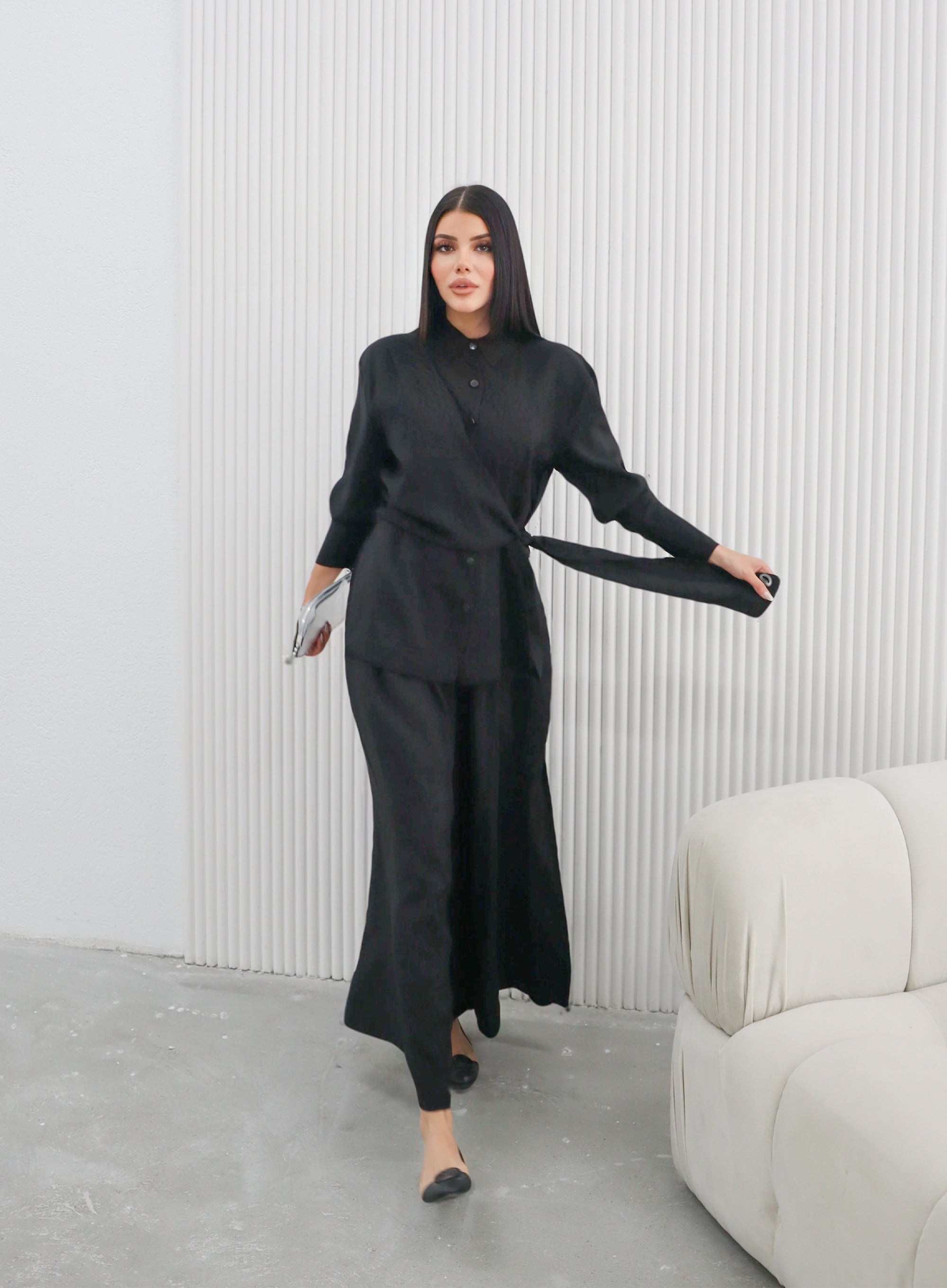 Hatun Atila Yazlık Etek Pantolonlu İkili Takım 2510 Siyah