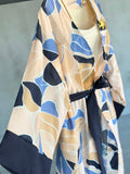 Desenli Belden Bağlamalı Deniz Yıldızı Detaylı Uzun Kimono 0126 - Lacivert